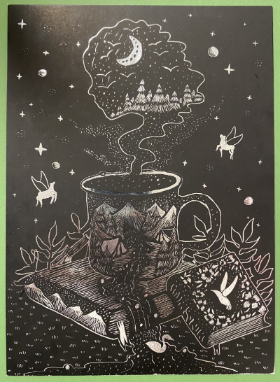 My most complicated and well liked scratchboard to date