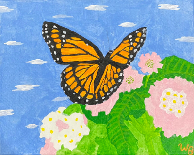 This painting was made as a birthday present for a friend. This painting marks my first departure from the inclusion of any Japanese elements and it was fun to branch out a bit.